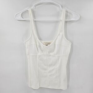 Universal thread tank top small crop corset style white